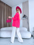 Neon pink, ONE SIZE jacket with gathered sleeves
